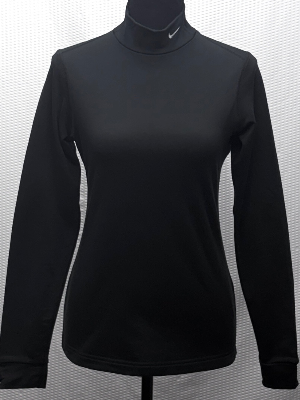 Nike Fit Dry Thermal Mock Neck Top Womens M Black Long Sleeve Athletic